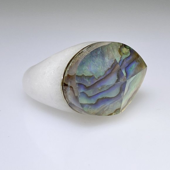 Amazing Abalone triplet ring, Quartz, unique, size 6.75, NWOT - Picture 2 of 7